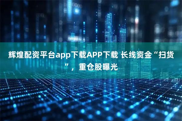 辉煌配资平台app下载APP下载 长线资金“扫货”,重仓股曝光