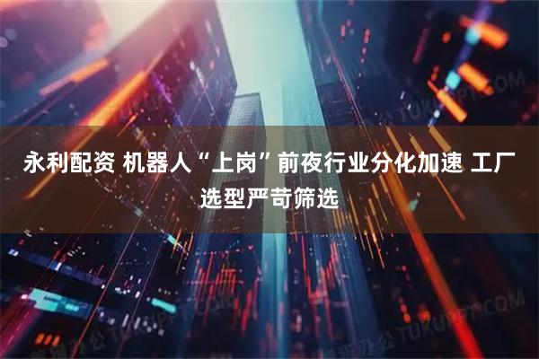永利配资 机器人“上岗”前夜行业分化加速 工厂选型严苛筛选